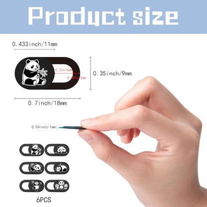6Pcs 6 Styles Panda Camera Cover Webcam Cover Slide Cute Animal Design Privacy Guard Webcam Protector for Laptop Desktop Computer Tablet Phone Notebook Mini PC Accessories Home Office Use