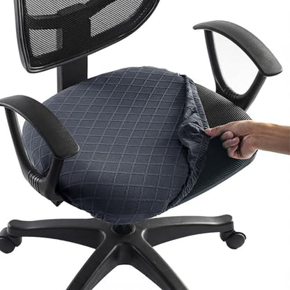 Stretch Jacquard Office Chair Cover, Removable Washable Desk Chair Cover, Anti-dust Seat Cushion Protectors - Dark Grey - color: Dark Grey, size: Chair Seat Cover