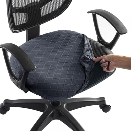 Stretch Jacquard Office Chair Cover, Removable Washable Desk Chair Cover, Anti-dust Seat Cushion Protectors - Dark Grey - color: Dark Grey, size: Chair Seat Cover