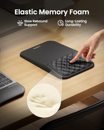 ProtoArc MP50 Ergonomic Mouse Pad with Wrist Rest, PU Leather Mousepad with Soft Memory Foam and Non-Slip PU Base for Pain Relief, Desk, Home, Office, 12x8 Inches, Black (Mouse Not Included) - color: Black PU Leather