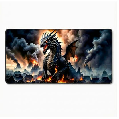 Gaming Mouse Pad Mythic Dragon - 31.5x11.8 Inch Large Desk Mat for Work & Gaming, Non-Slip Rubber Base, Durable Stitched Edges, Vivid Fantasy Art