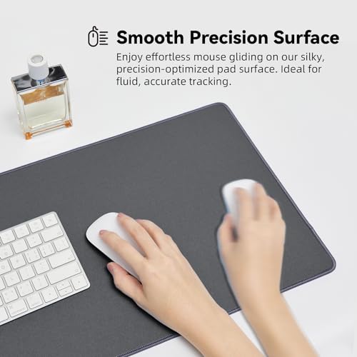 Reniteco Waterproof Large Gaming Mouse Pad with Durable Stitched Edges, Non-Slip Rubber Base, Grainy Jacquard Mouse Mat Desk Pad for Home Office Gaming, 35.4''x15.7''x0.12'', Deep Gray - color: Deep Gray, size: 35.4''x15.7''x0.12"