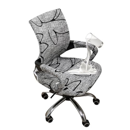Waterproof Office Chair Cover with Armrest Cover 18Inch Wide Stretch Printed Floral Small Desk Computer Chair Covers with Long Zipper Arm Slipcovers Washable - color: Waterproof-style 12, size: Small