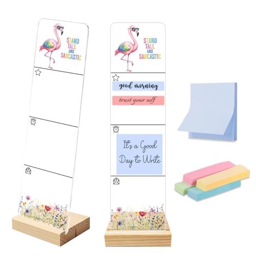 Sticky Note Holder Acrylic Monitor Memo Board Desk Organizers Desk Decor Post It Note Holder Stand Tall and Sarcastic Rainbow Flamingo Sassy Funny Office Desk Sign - color: Acrylic 7