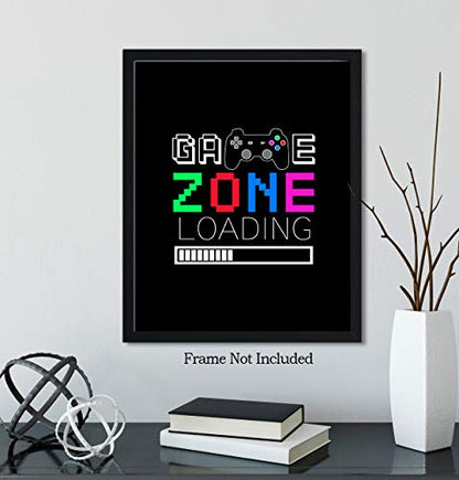 Govivo Game Zone Loading - Wall Decor Art Print with a black background - 8x10 unframed gaming-themed artwork printed on photograph paper