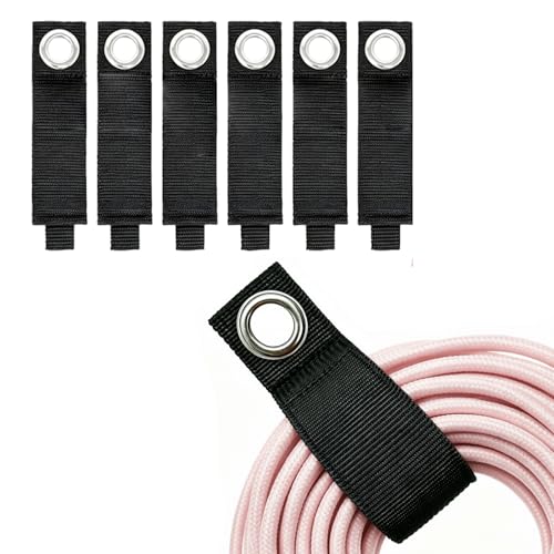 6 PCS Extension Cord Holder, Extension Cord Strap, Cable Organizer Straps for Cords Hoses, Heavy Duty Cord Wrap Keeper with Grommet for Hanging, Suitable for Cords, Hoses, Rope, RV, Boat and Garage（M） - size: 10"(6-Pack)