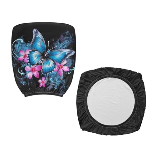 Butterfly Flower Office Chair Covers Stretchable Office Chair Seat Cover 2 Piece Washable Gaming Chair Cover Universal Fit Wheelchairs,Computer Chairs,Gaming Chairs Blue - color: Blue Butterfly Flower 2