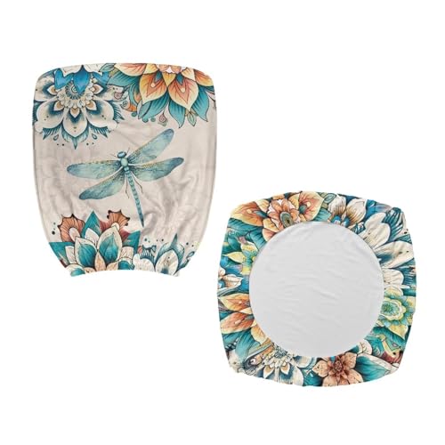 Dragonfly Office Chair Covers 2 Piece Washable Seat and Back Cover Boho Flower Computer Chair Seat Covers Universal Fit Most Wheelchairs,Computer Chairs,Gaming Chairs Padded Covers - color: Dragonfly 2