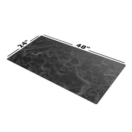 Gamer Boss - Gaming Mouse Pad - 48 x 24 Inches - 4mm Thick with Stitched Edges, Non-Slip Rubber Base, Premium Cloth Mousepad, Desk Mat for Laptop, Keyboard, Computer & PC (Mega, Topographic) - color: Topographic, size: 48" x 24"