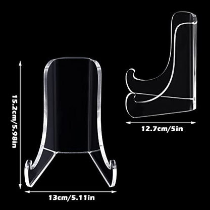Chunful 2 Pieces Acrylic Plate Stands Clear Acrylic Easels Display Stands with Deep Support Shelves for Display Card Holder Photos Book Picture Table Top Holder Home Decors (5.1 x 5 x 6 Inch) - size: 5.1 x 5 x 6 Inch
