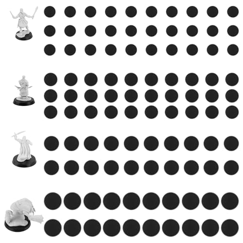 SIXPOINTS 100 Pieces Acrylic Miniature Bases,25/28.5/32/40 mm Model Bases 4mm/0.16inch Thick Circular Figure Display Stands Compatible with Gaming Miniatures or Wargames Role Playing Board Game Figure Toy (100PCS-25&28.5&32&40mm-black) - color: 100PCS-25&