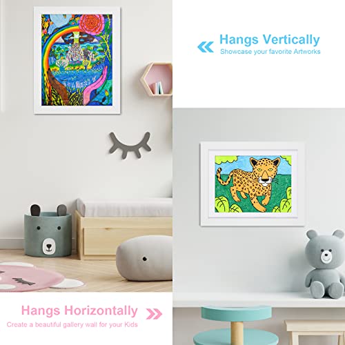 [2-Pack] Kids Art Frames, 10x12.5 Front Opening Kids Artwork Frames Changeable, White Artwork Display Storage Frame for Wall, Holds 50 Pcs, for 3D Picture, Crafts, Children Drawing, Hanging Art, - color: White, size: 10x12.5"
