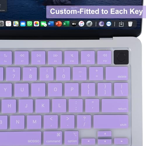 MOSISO Keyboard Cover Skin Compatible with MacBook Air 13.6 inch 2025 M4 A3240/Air 15 inch 2025 M4 A3241/Pro 14 inch 2025 M5 A3434, Purple - color: Purple