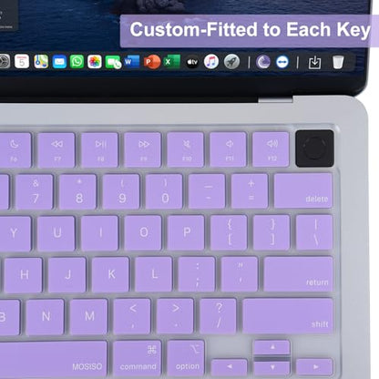 MOSISO Keyboard Cover Skin Compatible with MacBook Air 13.6 inch 2025 M4 A3240/Air 15 inch 2025 M4 A3241/Pro 14 inch 2025 M5 A3434, Purple - color: Purple