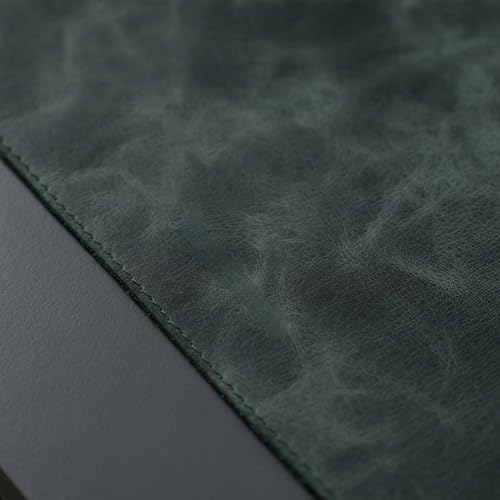 Jersey Genuine Calfskin Leather Desk Pad, Office Desk Mat with Non-Slip Bottom, Smooth Surface for Mouse & Keyboard, Desk Protector (36x19 inches) (Dark Green) - color: Dark Green
