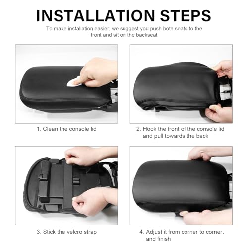 Console Cover for 2024 2025 2026 Chevrolet Trax (LS/1RS/LT/2RS/ACTIV) Leather Center ArmRest Box Cover Pad 2024 2025 2026 Chevy Trax Accessories Protector Cushion (Black Stitches) - color: black