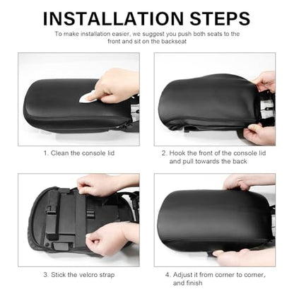 Console Cover for 2024 2025 2026 Chevrolet Trax (LS/1RS/LT/2RS/ACTIV) Leather Center ArmRest Box Cover Pad 2024 2025 2026 Chevy Trax Accessories Protector Cushion (Black Stitches) - color: black