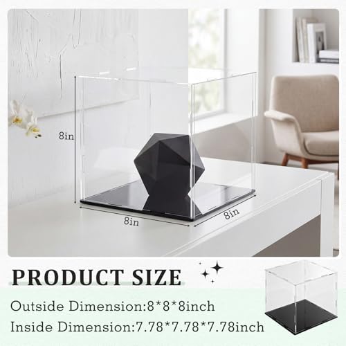 Yungyan 1 Pack Clear Self-Assembly Acrylic Display Case Transparent Dust Proof Protection Showcase for Figurine Collectibles Basketball Soccer Football Helmet (8 x 8 x 8 Inch) - size: 8 x 8 x 8 Inch