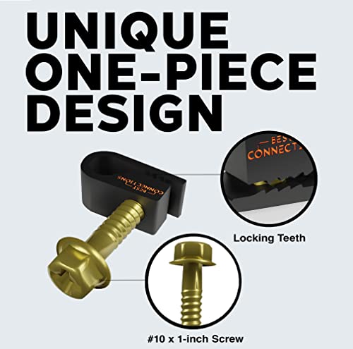 BEST CONNECTIONS Coaxial Cable Clips with Pre-Inserted Screw (200 Pack) – Black Single Cable Mounting Clamps for Coax Cable (RG6, RG59) and Ethernet Cable – Cord Fastener/Strain Relief Clip - style: 200 PACK