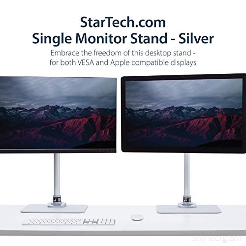 StarTech Single Monitor Stand 34in up to 30.9lb/14kg, Silver (ARMPIVSTND)