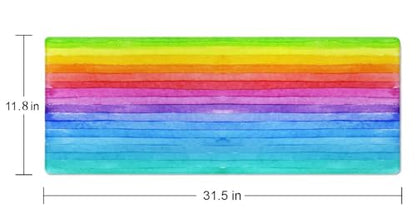 Large Gaming Mouse Pad - XL Desk Mat for Keyboard Mice - Extended Long Thin Rainbow Stripes - 31.5 x 11.8 Inch - color: Rainbow Stripes