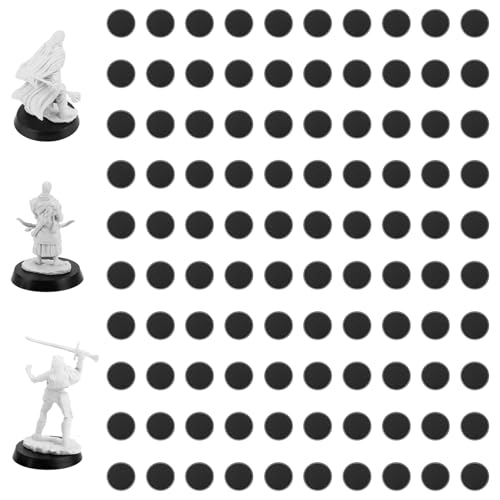 100Pcs 28.5mm/1.12inch Plastic Model Miniature Bases,4mm/0.16 Thick Circular War Figure Display Stands For Gaming Miniatures or Wargames Role Playing Board Game Figure Toy (100PCS-28.5mm-Black Round) - color: 100PCS-28.5mm-Black Round