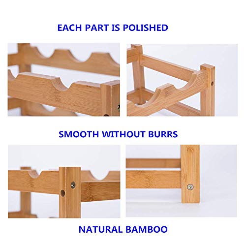 Bamboo Wine Rack - 2-Tier Countertop Display Shelf for 8 Bottles - size: 2-Tiers 8-Bottles
