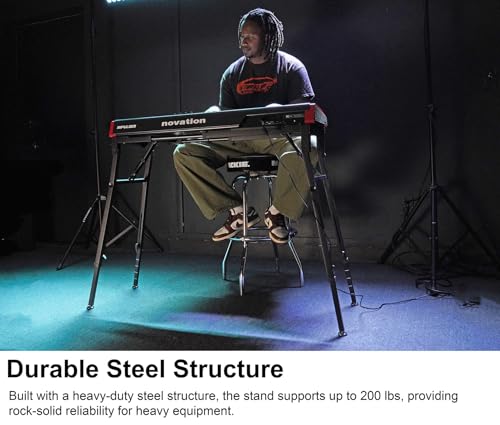 Rockville PKS35 Adjustable Platform Keyboard Stand, Steel, Foam Pads, Precise Adjustments, Folds Flat, Swivel Feet, Perfect for Performers, Live Music
