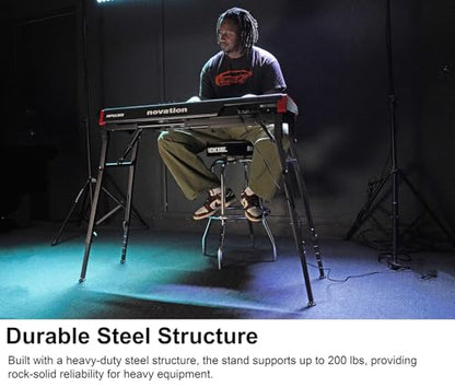Rockville PKS35 Adjustable Platform Keyboard Stand, Steel, Foam Pads, Precise Adjustments, Folds Flat, Swivel Feet, Perfect for Performers, Live Music
