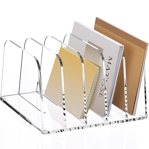 YUXUN Desk File Organizer,5-Section Vertical Clear Acrylic Desk Organizer File Holder Mail Sorter Office Organization for Office Home &Classroom（B5） - style: 5-Section,B5
