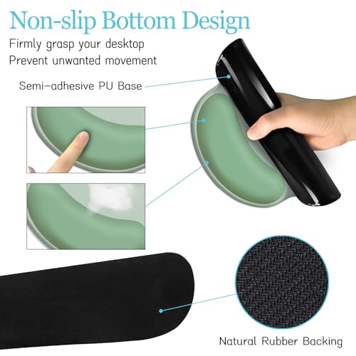 LIMKRIAN Sage Green Mouse Pad Set, Complete XXL Desk Mat with Ergonomic Keyboard Support & Coaster, Featuring Mouse Pad with Gel Wrist Rest for Pain Relief, Home Office Gaming Accessories Gift - color: XXL-01Sage Green