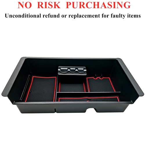Center Console Tray Organizer Compatible with 2014-2018 GMC Sierra Accessories, (2015-2020) Yukon/Chevy Tahoe Silverado Suburban, Armrest Storage Box Replaces 22817343 (Red) - color: Red