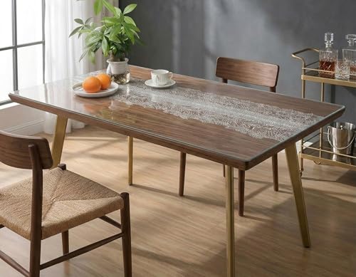 Clear Table Cover Protector, 1.5 mm Thick Rectangle PVC Desk Mat, Lace Print Waterproof Plastic Desk Pad Tablecloth for Office, Kitchen, Dresser, Writing Desk, Dining Room (36 X 72 inch) - color: Crystal Clear 1.5mm, size: 72" x 36"