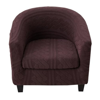 KRFOONN Club Chair Slipcover 2 Piece Stretch Jacquard Round Barrel Chair Covers Removable Tub Chair Slipcover with Elastic Bottom Chair Coverings Furniture Protector Cover for Living Room, T7 - color: Color T7