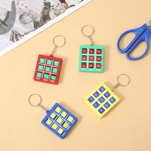 Mabor XO Tac-Toe Keychain Plastic Tac-Toe Game Pendant for Goodie Bags Mini Portable Pocket Board Keyring for Backpack Valentines Birthday Party