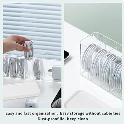 Charger Cable Cord Storage Organizer Box - 3 Pack With Lid - Easy Storage Without Cable Ties - style: Stackable,minimalist