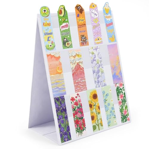 Faccito Bookmark Display Stand, Double Sided Portable Holder for Bookmarks, White Desktop Display Rack for Craft Fairs, Bookstores, Home Use, No Assembly Required - color: White, style: 2 Sides