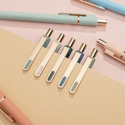 Linbsunne Gel Pens Black Ink Pens for Office 0.5mm Fine Point Pen Smooth Writing Retractable (Metal gold clip-18 pcs) - color: Gold clip-18 pcs
