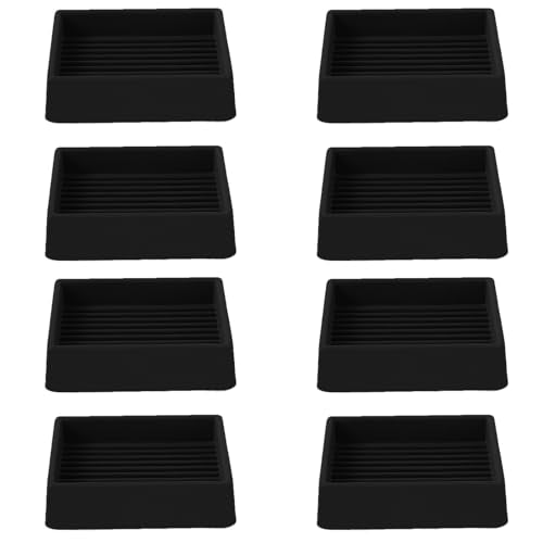 2x2 Non Slip Rubber Furniture Caster Cups for Hardwood Floors, Anti-Slip Square Furniture Coasters Pads Stopper Gripper Floor Protectors for Bed Couch Table - size: 8 Pcs Black