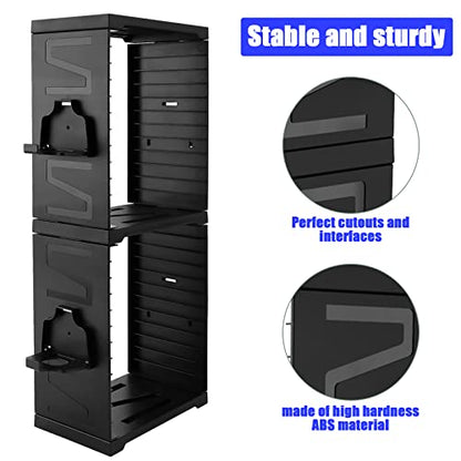 SIKEMAY Game Storage Tower for PS5/PS4/Xbox Series S & X - Universal Video Game Disc Organizer with 24 PCS Holders, 4 Controller Slots & Stand Rack Accessories - Black