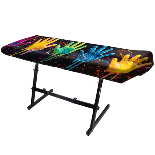 Nuxovilar Stretchy 88 Keys Keyboard Piano Dust Cover, Dust - Proof Elastic Milk Silk with Colorful Handprint Motifs for Digital Keyboards - color: LU02542