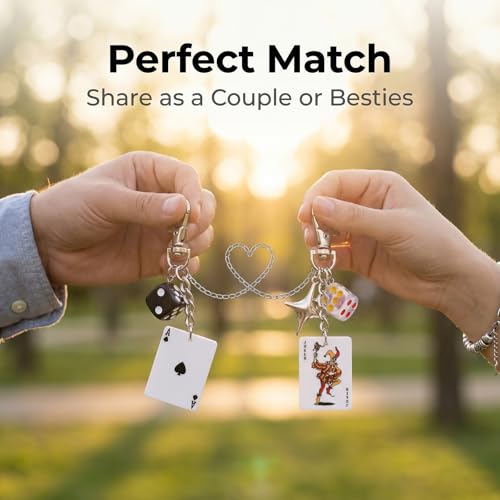 Novelty Poker and Billiards Keychain Keychains - Dice Pearl Bow Charm, Accessory for Backpacks, Purses, and Car Keys - color: Playing Card Dice Keychain