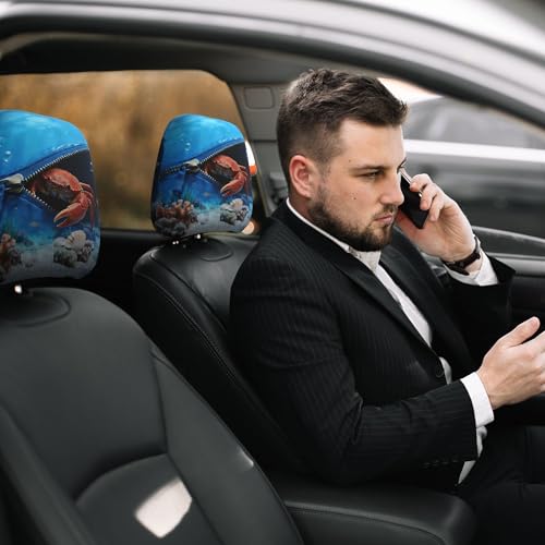 Fashion Car Headrest Covers Seaworld Crab Fabric Head Rest Cover for SUV Truck Blue - color: Funny Carb Blue