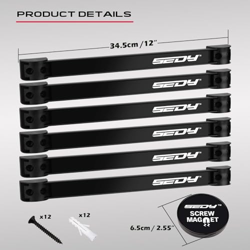 SEDY Magnetic Tool Holder Storage Organizer: 7-Piece Garage Wall Mount Rack Organization Strip Power Magnet Organizers Mounted Workbench Board Slatwall Van Hanger