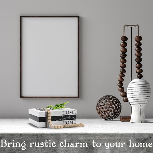 Capoda 3 Pcs Decorative Books for Home Decor Farmhouse Faux Stacked Books Wooden Rustic Table Decor with Bead Garland Twine Ribbon Faux Leaf for Table(Home) - style: Home