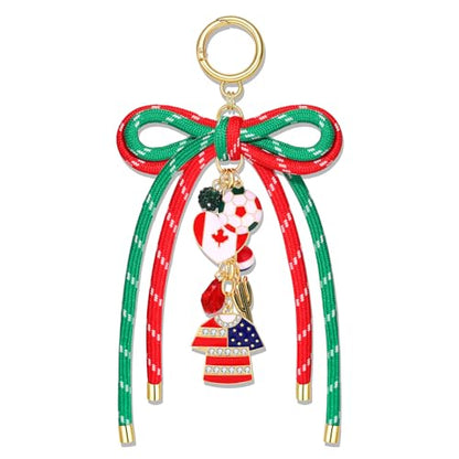PHALIN Football Baseball Basketball Golf Bag Charms Keychain for Women Men Bow Purse Charm Sport Mom Gifts - style: Soccer-4