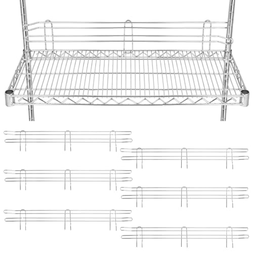 MorningRo 6 Pcs Chrome Wire Shelf Ledge 24" L x 4" H Wire Shelving Side Ledge Metal Shelves Accessories Pantry and Garage Storage(Silver) - color: Silver, size: 24" L X 4" H