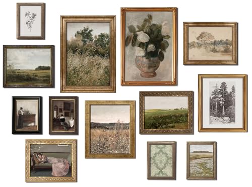 Kizbok Vintage Wall Art - Eclectic French Country Decor, Canvas Painting Prints for Wall Decor - Countryside Landscape, Floral Aesthetic Pictures - Unframed - color: Vintage Prints