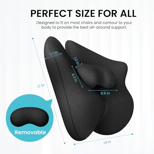A-Pce Adjustable Lumbar Support Pillow,Improve Lower Back PainRelief & Sitting Posture, Adjustable Slider, Ergonomic Memory Foam Back Cushion for Long Sitting for Office Chair/Car/Plane-Black
