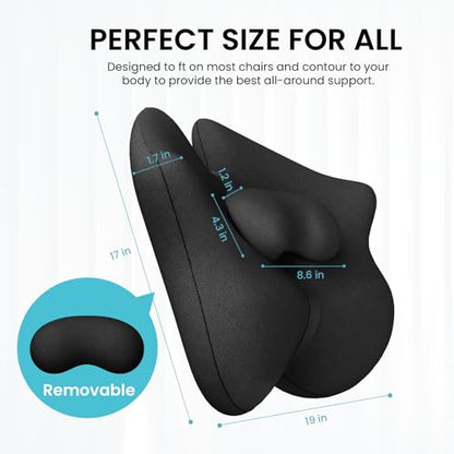 A-Pce Adjustable Lumbar Support Pillow,Improve Lower Back PainRelief & Sitting Posture, Adjustable Slider, Ergonomic Memory Foam Back Cushion for Long Sitting for Office Chair/Car/Plane-Black